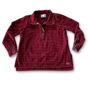 VTG 90s L.L. Bean Red & Black Plaid Flannel Pullover 1/4 Zip Women’s Large